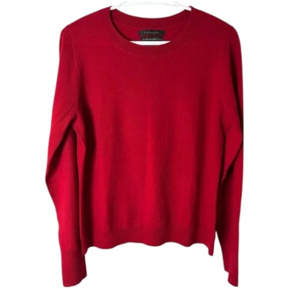Tahari red knitted crew neck pullover sweater size L - Picture 1 of 3